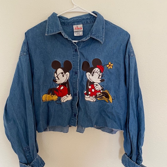 SOLD Disney Mickey and Minnie Mouse cropped denim - Picture 3 of 5